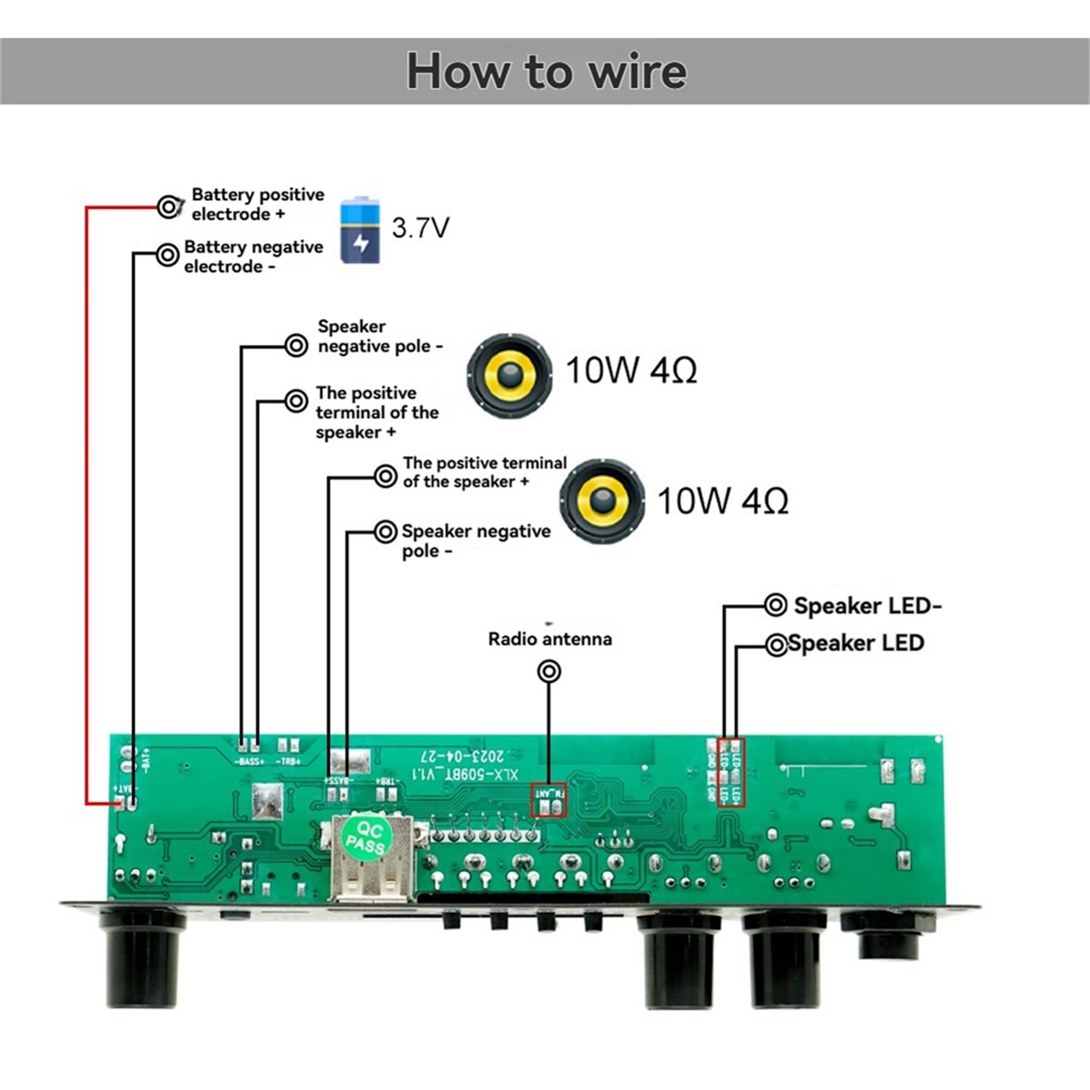 Bluetooth Speaker - Atualização. Placa Amplificadora 2X10W 3.7V para