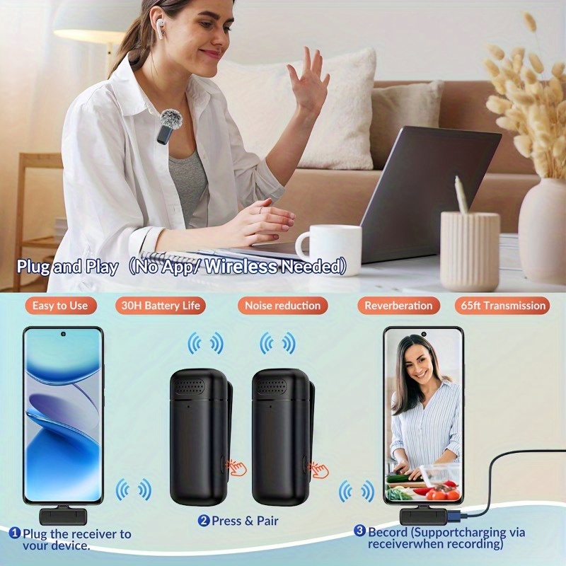 Microfone de lapela sem fios c - Usb Charger avaliação e preço